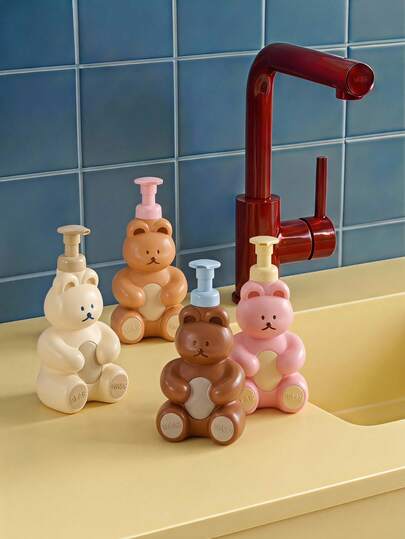 Joivida Cute Bear Shape Foaming Dispenser Bottle, Large Capacity Mousse Foam Pump Bottle, Refillable Cosmetic Container, Foam Maker For Hand Soap, Body Wash, Shampoo, Bathroom Vanity, Bedroom Dresser, Hotel, Dormitory, Vanity Table.Home&Living.