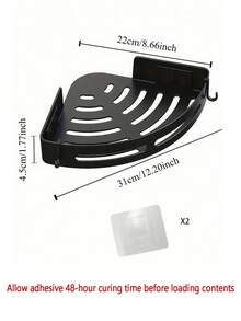 1/2PCS Durable PP Plastic Corner Shower Shelf, Wall-Mounted Triangle Bathroom Rack For Shampoo Conditioner Body Wash, Space-Saving Non-Slip Caddy, Easy Install, Mother's Day Gift - Black - View 4