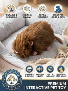 PETSIN Realistic Fluffy Mouse Plush Dog Toy, Squeaky Pet Chew Toy, Interactive Teething Stuffed Puppy Toy For Small Medium Dogs Relieves Separation Anxiety & Boredom - Mouse dog toy - View 2