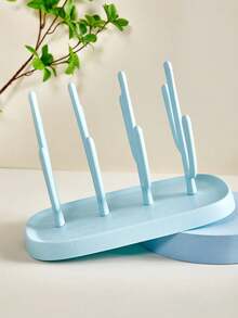 SHEIN Baby Cup Drying Rack | For Baby Bottles, Nipples And Water Cups. Facilitates Water Drainage. Bottles And Nipples Not Included. - Blue - View 5