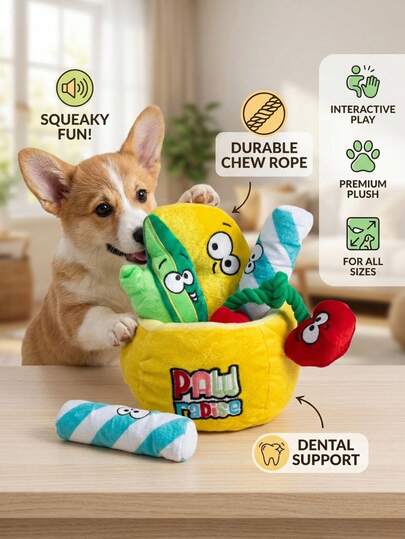 PETSIN Interactive Dog Enrichment Toy For Small Medium Dogs, Squeaky Hide And Seek Plush Dog Toy, Treat Dispensing Snuffle Puzzle Toy With Cup Design, Durable Chew Toy For Mental Stimulation And Boredom Relief, Puppy Interactive Training Toy