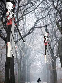 2PCS 39 Inch Halloween Skeleton Windsock Flag Outdoor Hanging Decoration Waterproof Weatherproof Black White Skull Yard Sign Garden Patio Lawn Path Party Decor Fall Autumn Halloween Decor Supplies Must Haves - Multicolor - View 7