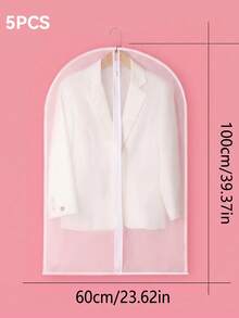 10PCS/5pcs/1pc Garment Dust Cover, Semi‑Transparent Thick Zipper Waterproof Suit Cover, Wedding Dress Protector, Back To School Supply, Wardrobe & Travel Use, Home Storage Organizer, Christmas Housewarming Gift, Clothing Protector, Garment Storage. - White - View 19