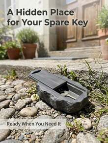 1pc Realistic Stone Fake Rock Key Hide Box, Outdoor Resin Stone Hidden Key Storage Container, Safe Backup Key Sunproof Decor For Garden Yard - Section A - View 2