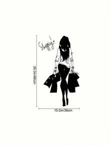 1PC Large Vinyl Self Adhesive Waterproof Removable Durable Fashion Shopping Woman Pattern Wall Decals Stickers For Living Room Home Decor Unique Gift For Women Girls - multicolor - View 6