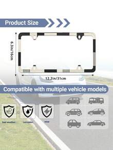 1PC Aluminum Rustproof Lightweight Black White Checkered Pattern Universal US Standard License Plate Frame With Screws Protective Decorative Auto Tag Holder Car Accessory Gift For Car Enthusiasts New Driver Vehicle Styling Popular Search - A - View 2