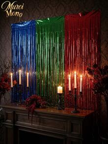 Muroi Mono 3 Stücke 2M Metallfolien-Fransen-Vorhang, glänzender Lametta-Tür-Streamer-Hintergrund, Fotobox-Requisite, Halloween-Party-Dekoration, geeignet für Geburtstag, Hochzeit, Verlobung, Valentinstag, Neujahr Wanddekoration - Mehrfarbig 2 - Übersicht 5