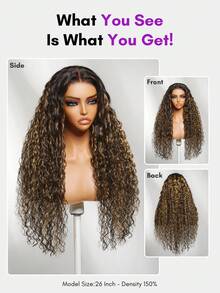 ALL READY WIG 7x5 蕾絲封口 Bye Bye Slip 金色金棕 Balayage 挑染水波紋無膠戴戴樂抽繩假髮，適合所有頭圍，100% 真人髮，新手友善，預剪預漂預拔透明蕾絲 - SNATURAL/30 - 查看 4