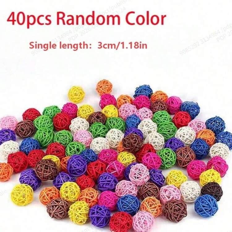 20/30/40個編織藤球鳥玩具，鸚鵡咀嚼玩具，3cm/1.18英吋，適用於小鸚鵡、愛情鳥、倉鼠、兔子，DIY手工裝飾 - A+B - 查看 15