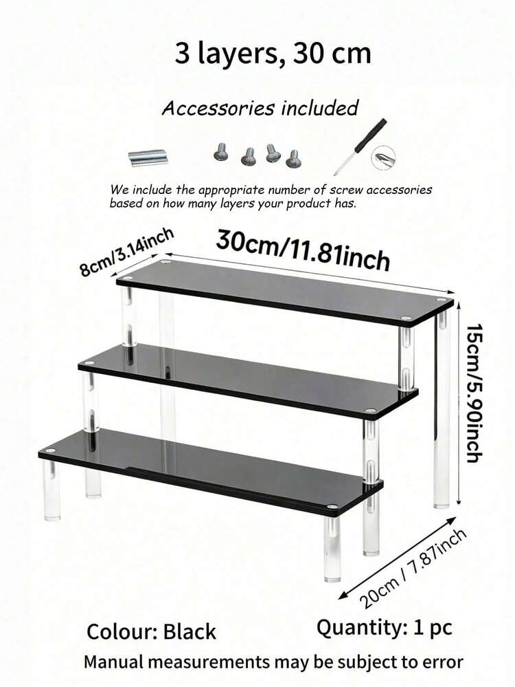 1Pc Black Multi-Layer Acrylic Cosmetic Organizer, Large Capacity Perfume Makeup Storage Display Rack For Skincare & Beauty Products, Desktop Decor For Bedroom Bathroom Living Room, Portable Home Vanity Accessory Holder - Multicolor - View 12