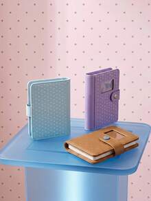 Joivida 1‑Pack Mini 6‑Hole Loose‑Leaf Notebook, Cute Heart Polka‑Dot Printed PU Leather Journal, Photo Window & Snap Button Closure, Exquisite Stitching Pocket Planner, Practical Compact Dairy For School Office Travel Daily Holiday Party Home Use - multicolor - View 6