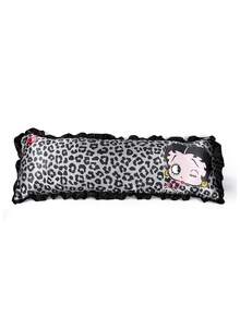 Betty Boop x SHEIN 1Pc Cute Cartoon Black Leopard Print Girl Pattern Pillow Cover, Black Ruffle Edge Design, Satin Material, Comfortable And Cool, Suitable For Spring And Summer Waist Pillows, Retro Bedding, Preferred For Gifts - Black - View 6