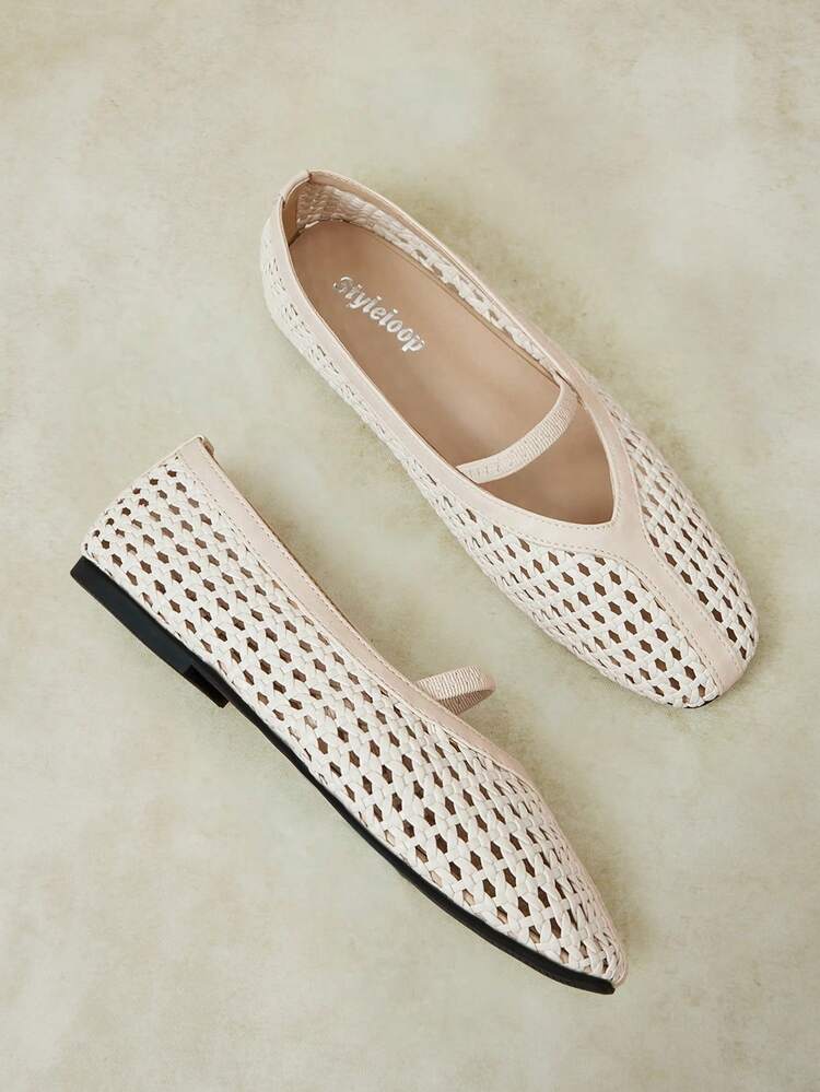 Styleloop Giày bệt nữ dây chun phong cách Y2K, thời trang mùa hè đi du lịch, đồ đi chơi tối cho cool girl - Màu be - Xem 6