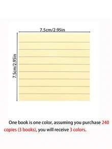 SHEIN Lined Sticky Notes Pad, 240/480/720 Pcs Restickable Striped Memo Flags For Books, Office, School & Study, Assorted Colors - Self-Adhesive Page Markers - Multicolor - View 3