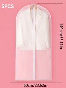 10PCS/5pcs/1pc Garment Dust Cover, Semi‑Transparent Thick Zipper Waterproof Suit Cover, Wedding Dress Protector, Back To School Supply, Wardrobe & Travel Use, Home Storage Organizer, Christmas Housewarming Gift, Clothing Protector, Garment Storage. - White - View 13