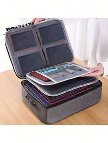 1-Piece Black File Organizer Bag, Multi-Layered With Large Capacity, 2/3 Layer Storage Boxes With Lock, Waterproof Zipper, Portable Travel And Home Storage Bag, Suitable For Files, Laptops, Certificates, Back To School Supplies - Black - View 2