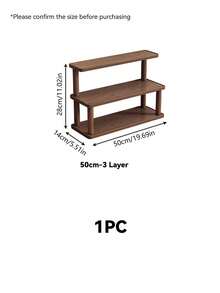 1‑Pack Vintage Solid Wood Desktop Storage Rack, Retro Multi‑Layer Cosmetic Organizer, Multipurpose Home Shelf. Suitable For Storing Kitchen Condiments, Water Cups, Mugs And Coffee Cups. - Multicolor - View 14