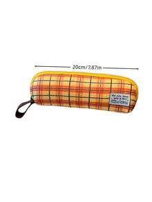 1pc Plaid Triangular Pencil Case, Stylish And High‑Quality, Large‑Capacity Stationery Box For Middle And High School Students, Portable Handheld Storage Bag, Stationery Pouch. - A - View 2