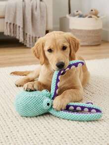 PETSIN Blue Pineapple Octopus Plush Dog Toy With Squeaker, Interactive Pet Chew Toy For Small Dogs & Cats, Funny Crinkle Puppy Toy For Indoor Self Play & Boredom Relief - Blue pineapple grizzled octopus - View 3