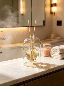 Minimalist Double‑Layer Glass Reed Diffuser Bottle, Flameless Empty Aromatherapy Vase, Refillable Clear Essential Oil Bottle, Home Desktop Decor, Ideal For Housewarming, New‑Home, Wedding & Holiday Gifts, Bottle Only, Reeds Not Included - transparent - View 3