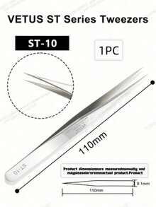 1PC Vetus ST Series Silver Pointed Tweezers, Stainless Steel Straight And Angled Tweezers For Eyelash Extensions, Available Models: ST-10/11/12/14/15/16/17 - Silver - View 20