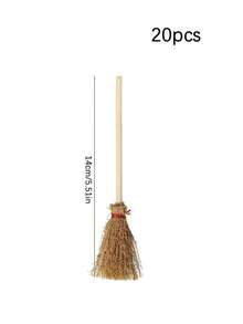 Sapu Penyihir Mini Terbuat dari Miscanthus untuk Halloween, Dekorasi Kerajinan dan Ornamen Properti Penyihir Kecil - Satu-Ukuran - View 13