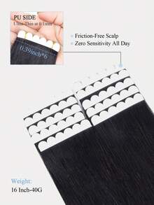 16Inch 40G Mini Six-LobeTape-In Hair Extensions,Tape In Hair Extensions 10pcs/Pack,Real Human Hair,Invisible Skin Weft,Natural Blend Comfortable Wear Less Visible,Instant Volume & Length,Natural Look,Easy Application,Women,Halloween Cosplay - Multicolor - View 5