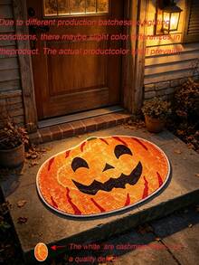 Halloween Imitation Cashmere Doormat, Wear-Resistant Entryway Floor Mat, Easy Care Decorative Rug For Living Room - d - View 5