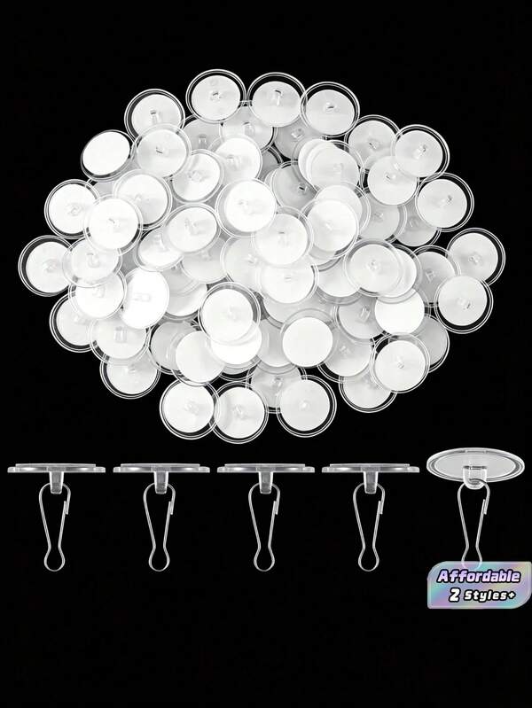 30/50 Pcs, 30MM Transparent Hook + Ring. Suitable For Hanging Household Daily Items. Installation Is Simple. Compatible With Wall And Ceiling Mounting Hardware