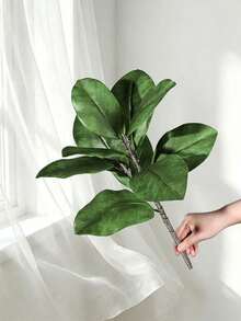 1 Pc 3.6 Ft Artificial Magnolia Tree, Lifelike Faux Silk, Autumn Tropical Style, Green, Tree Shape, Ficus Rubber Tree Leaves, Violin Leaves, Artificial Greenery, For Home, Garden, Office, Balcony, Living Room, Wedding, Party Decor, Indoor Decoration. - Multicolor - View 16
