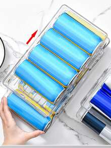 1 Piece Double Layer Rolling Beverage Storage Rack Rolling Pull Out Design Space Saving Easy Access Sturdy Stable Structure Smooth Sliding No Assembly Required Transparent Color Beverage Can Organizer For Refrigerator Kitchen Cabinet Storage - White - View 7