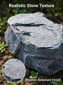 1pc Realistic Stone Fake Rock Key Hide Box, Outdoor Resin Stone Hidden Key Storage Container, Safe Backup Key Sunproof Decor For Garden Yard - Section A - View 7