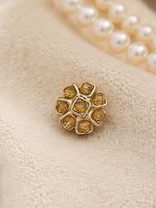 1 Pack 10 Pieces Premium Flower‑Shaped Metal Buttons Colorful Rhinestone Inlaid Fasteners For Tweed Suit Overcoat Fur Clothing Diy Sewing Accessories - 10pcs - View 10
