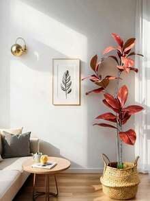 1 Pc 3.6 Ft Artificial Magnolia Tree, Lifelike Faux Silk, Autumn Tropical Style, Green, Tree Shape, Ficus Rubber Tree Leaves, Violin Leaves, Artificial Greenery, For Home, Garden, Office, Balcony, Living Room, Wedding, Party Decor, Indoor Decoration. - Multicolor - View 17