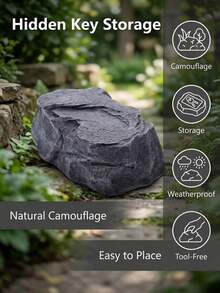 1pc Realistic Stone Fake Rock Key Hide Box, Outdoor Resin Stone Hidden Key Storage Container, Safe Backup Key Sunproof Decor For Garden Yard - Section A - View 8