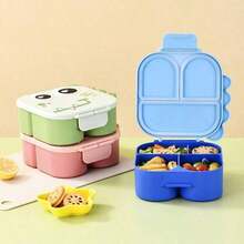 1pc Dinosaur Shaped Waterproof Pp Lunch Box, With Handle, 1470ml Capacity, Includes Utensils, 3-Compartment Design, Can Be Further Divided Into 4 Compartments. Suitable For Kitchen Storage/Food Container/Back To School Supplies/Office/Home/Holiday - Multicolor - View 3