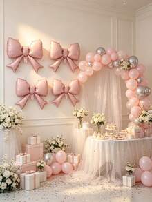 The Bow-Tie Aluminum-Foil Balloon Set Is Suitable For Birthday Parties, Engagement Ceremonies, Girl-Themed Banquets, And Interior Decoration Of Shops. - 6 22-inch bows. - View 9