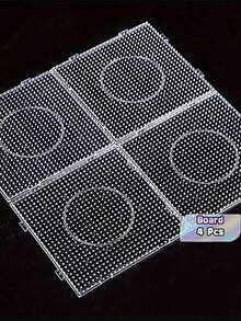 4/8 Pcs Transparent Large Square Fuse Bead Boards,DIY Template Pegboards For Fuse Bead Making Tool Accessories(Beads And Other Accessories Not Included) - 2.6mm - View 1