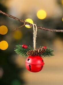 1 Buah Hiasan Lonceng Natal Bulat dengan Pita, Dekorasi Gantung untuk Pohon Natal Meriah, Hadiah Liburan, Pesta, Aksen Rumah, Berkualitas Tinggi, Sedang Tren Saat Ini - warna-warni - View 5