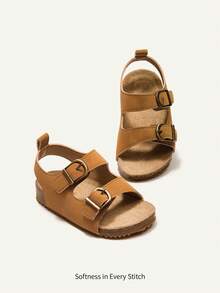 Cozy Pixies Fashionable Flat Buckle Beach Sandals For Boys, Soft And Comfortable, Suitable For Summer - Brown - View 4
