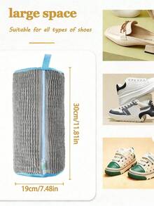 1PC Semi Closed Shoe Washing Bag - Specialized Portable Machine Washable Mesh Laundry Bag For Travel, Prevents Shoe Deformation In Washer Dryer - Multicolor - View 15