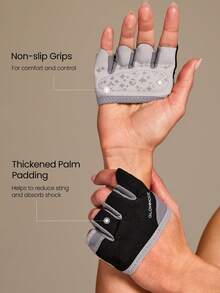 GLOWMODE Grip And Glow 吸汗彈性防滑橡膠網格四指訓練手套 健身房工作室瑜伽皮拉提斯運動啞鈴運動穿搭 - 黑與白 - 查看 3