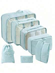Premium Textured Solid Travel Packing Cube Sets, Multi‑Purpose Storage Organizer Bags. For Holiday, Festival, Weekend Getaway, Dorm, Back‑To‑School. Organizes Clothes, Makeup, Skincare, Phone & Small Items For Travel And Home Sorting. - Multicolor - View 13