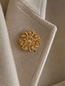 1 Pack 10 Pieces Premium Flower‑Shaped Metal Buttons Colorful Rhinestone Inlaid Fasteners For Tweed Suit Overcoat Fur Clothing Diy Sewing Accessories - 10pcs - View 9
