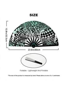 1PC Large Polyester Folding Fan Print Handheld Shake Fan Stage Performance Party Gathering Decoration Summer Beach Luau Tiki Hula Dance Prop Lightweight Durable Portable Windy Cooling Hawaiian Tropical Style Boho Decor Festival Event - multicolor - View 4