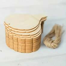 20 Pieces Of Wooden Balloon-Shaped Pieces For Diy Drawing, With Jute Strings, Home Christmas Tree Decorations - Beige - View 6
