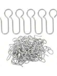 10/20/40/60/100pcs Metal Curtain Track Hooks - S-Shape Small Drape Hooks, Pin Hooks, Roller Gliders For Ceiling Mount Track, Curtain & Shower Rod, Home Bathroom Decor, Fall Decor, Back To School, Ceiling Hangers - Silver - View 4