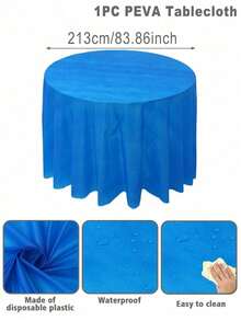 1pc 84 Inch Multicoloured Solid Color Plastic Round Disposable Tablecloth, Round Table Cover Perfect For Birthday Wedding Holiday 2025 New Year Party Home Table Decor, Wipe Covers Diameter 213cm Tablecloth, Valentine's Day Decorative Tablecloth - Multicolor - View 24