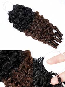 Boho Braids Brumese Curly 60g 50股女性用人髮鉤編髮 14-22英吋 100% Remy 人髮捲束 預分束隱形 Miracle Knots 羽毛鉤編人髮 波希米亞接髮 漸層色 T1B/4# - S1B/4 - 查看 3