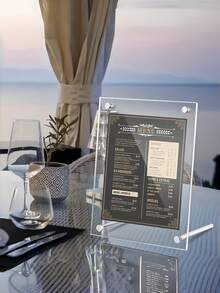 1-Pc A4 Size Clear Acrylic Double-Sided T-Shaped Table Stand, Adhesive Sign Holder For Conference, Desktop, Certificate, Poster Display, Rectangle Photo Frame, Ideal Desk Decor Gift For Birthday And Graduation. - Clear - View 2